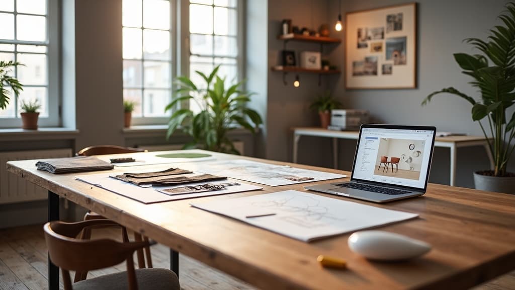 Interior design studio workspace