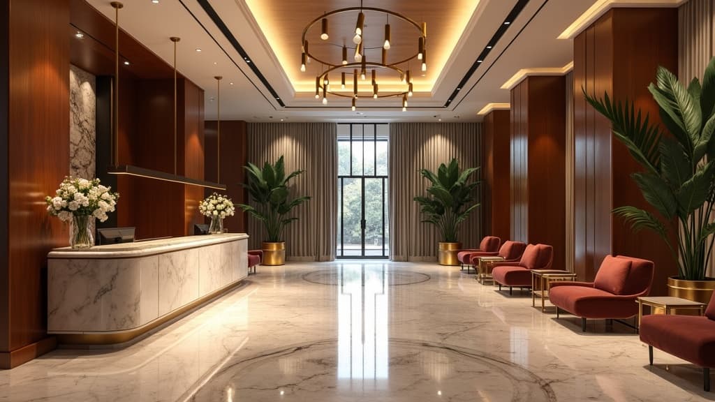 Luxury hotel lobby interior